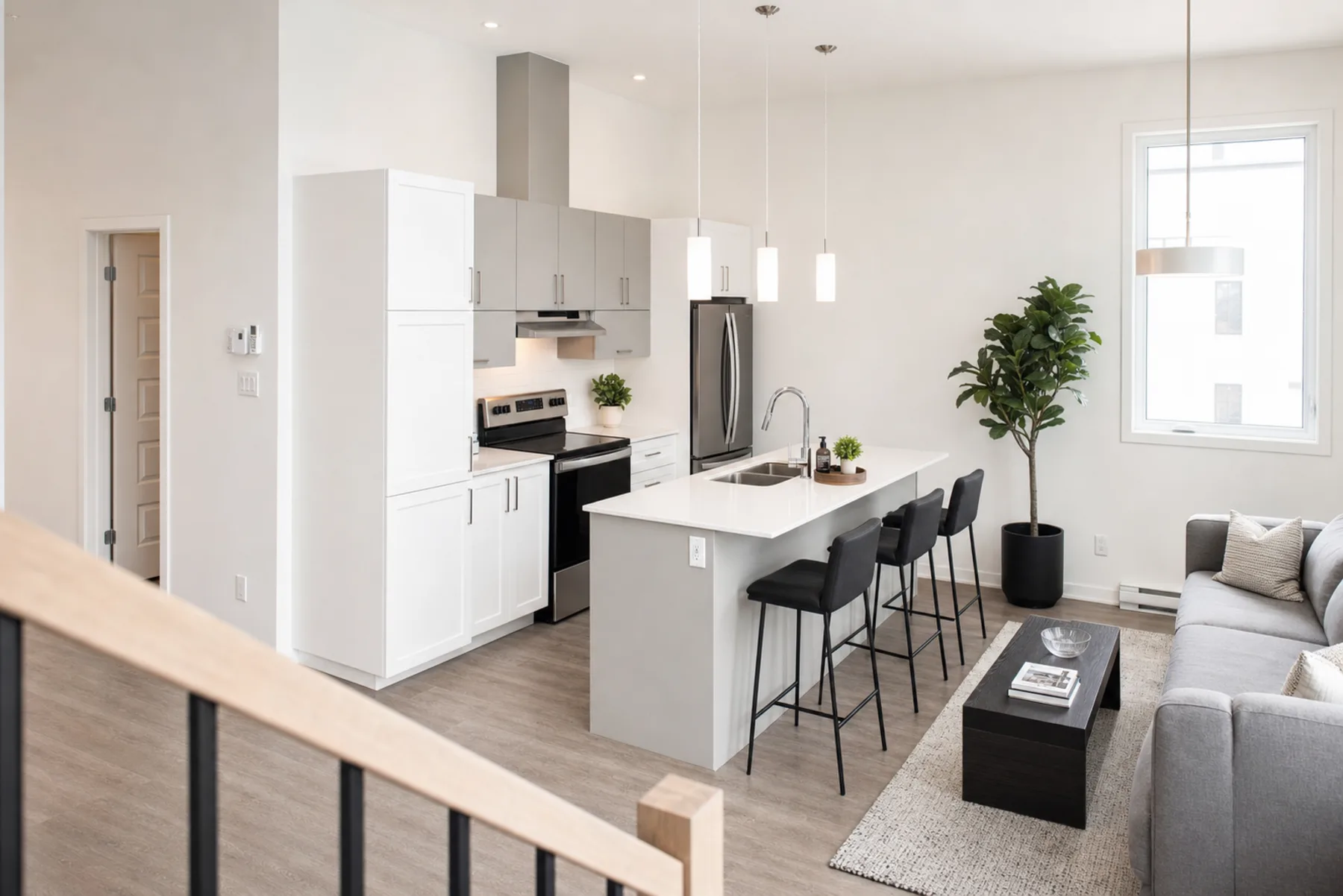 Escalier vers la mezzanine d’un logement Nuvo